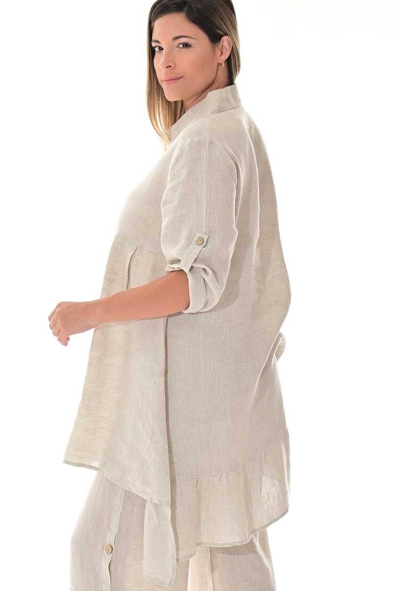 Linen Button-Down High-Low Dress/Blouse – LLWB3108 - Casual Tropical Wear