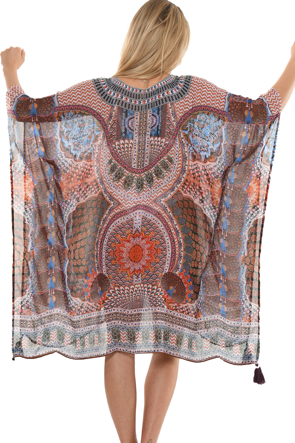 Print Tassel Long Tunic By AZUCAR - LCT245 - Casual Tropical Wear