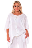 Azucar 100% Linen Button Down Butterfly Blouse in (2) Colors - LLB1697 - Casual Tropical Wear
