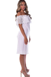 Summer Cotton Off-The-Shoulder Dress Knee Length - LRPD949