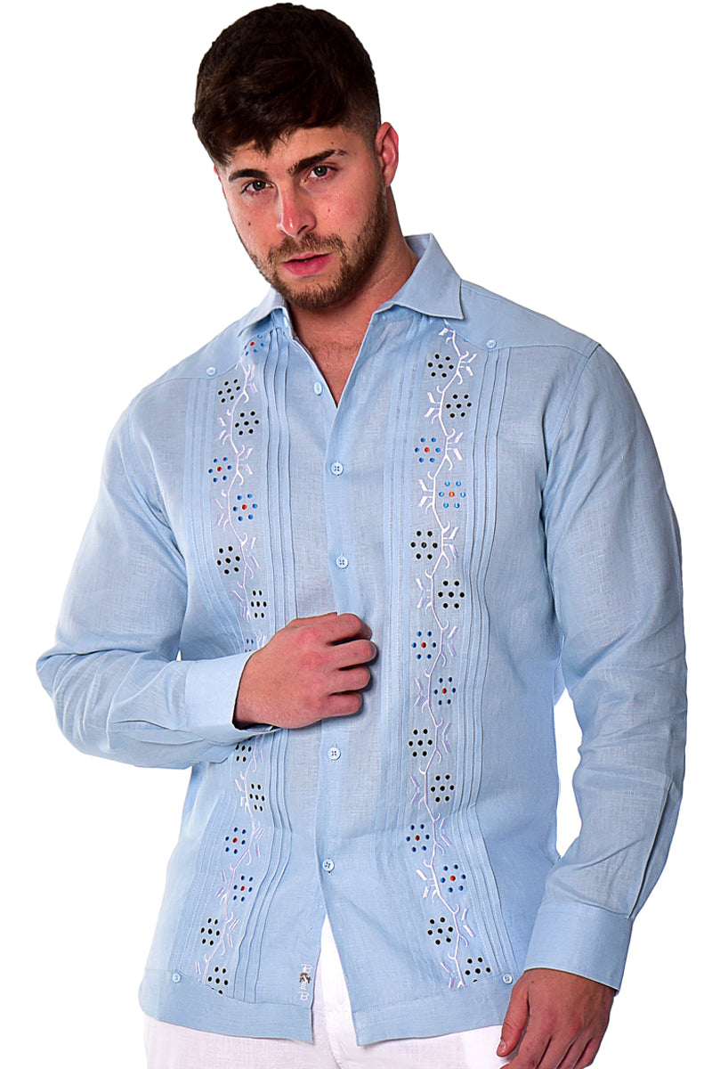 Men's-Guayabera-Linen-4-Pocket-Short-Sleeve-Shirt-Button-Down-BOHIO-LS499 –  Casual Tropical Wear