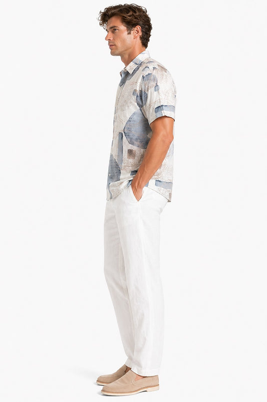 BOHIO Havana Collection Men’s Abstract Tropical Resort Shirt – Modern Cuban Short Sleeve Shirt - MLL3852 - Casual Tropical Wear