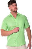 Bohio Mens 100% Linen Casual Short Sleeve Button-up Shirt in (12) Colors-MLS2042