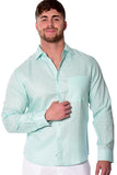Bohio Mens 100% Linen Casual Long Sleeve Button-up Shirt in (12) Colors - MLS2043