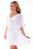 AZUCAR LADIES MINI COVER-UP DRESS WITH TASSELS 100% COTTON - on model sideLCT1757