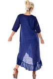 Azucar 100% Linen Ladies Dress with 3/4 Sleeve and Ruffled Hem in (3) Colors-LLD1451/LLWD1981 - Casual Tropical Wear