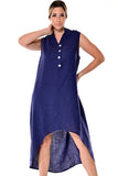 Azucar Ladies 100% Linen Sleeveless Dress w/Scalloped Hem in (3) Colors -LLD1729 - Casual Tropical Wear