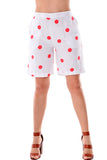 AZUCAR FLAT FRONT 2 POCKETS SHORTS 100% LINEN - white/red front view - LLH1727