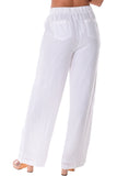 AZUCAR DRAW STRING PANTS 100% LINEN - white back view - LLP1313