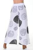 AZUCAR LADIES BIG PRINT PANTS 100% LINEN - white black back- LLWP301
