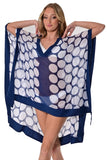 Azucar Ladies V-Neck Bikini Cover-Up Polka-Dot Tunic w/Wide Contrast Trim in (2) Colors LPT1447 - Casual Tropical Wear