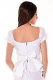 AZUCAR LADIES SOLID BLOUSE BACK LACED AND ZIPPERED WITH PADDED BRA back view on a model- LRB1713PB