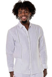 Bohio 100% Linen Mens Fancy Long Sleeves w/Fancy Panels Beach Shirt in (2) Colors-MLS104 - Casual Tropical Wear