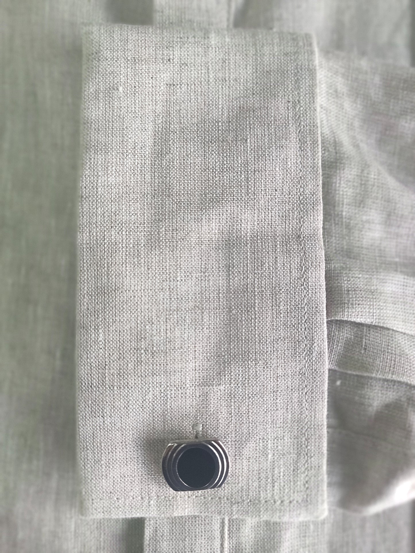 BOHIO MENS FANCY GUAYABERA SHIRT STYLE BUTTON UP FRONT EMBROIDERED WITH CUFF 100% LINEN - natural French cuff - MLG1685