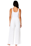 Ladies’ White Eyelet Button-Front Wide-Leg Pants - LCP3501