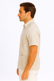 Men’s Wrinkle-Free Linen Look Guayabera Shirt – Short Sleeve, Linen Blend (6 Colors) -MLG3525