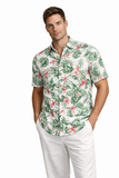 Men’s Tropical Button-Up Shirt – Lightweight Short Sleeve Floral Shirt - MRS3521 - Casual Tropical Wear