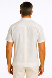 Men’s Wrinkle-Free Linen Look Guayabera Shirt – Short Sleeve, Linen Blend (6 Colors) -MLG3525