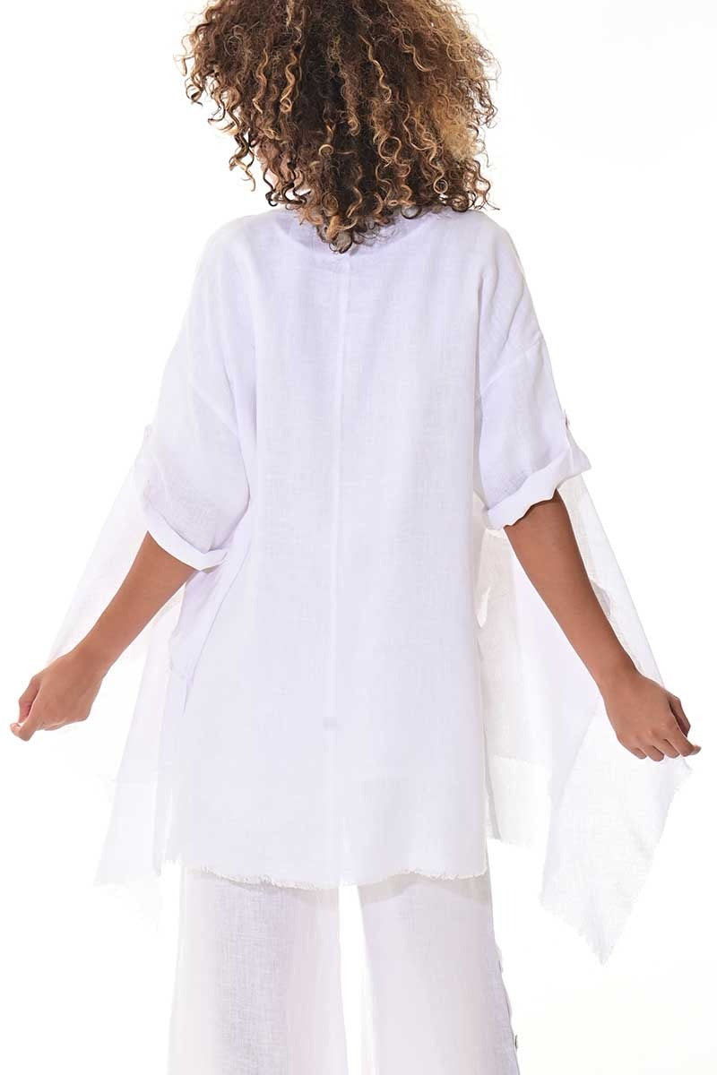 Women's Lightweight Linen Cascade Blazer – Open-Front Layering Top - LLWB3107 - Casual Tropical Wear