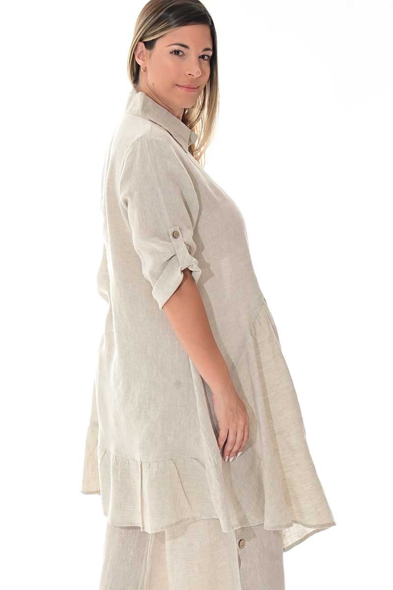 Linen Button-Down High-Low Dress/Blouse – LLWB3108 - Casual Tropical Wear