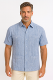 Men’s Wrinkle-Free Linen Look Guayabera Shirt – Short Sleeve, Linen Blend (6 Colors) -MLG3525