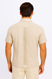 Men’s Wrinkle-Free Linen Look Guayabera Shirt – Short Sleeve, Linen Blend (6 Colors) -MLG3525