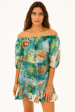 Seashell & Starfish Off-Shoulder Cotton Dress – 100% Cotton Beach Cover-Up - LCD3601