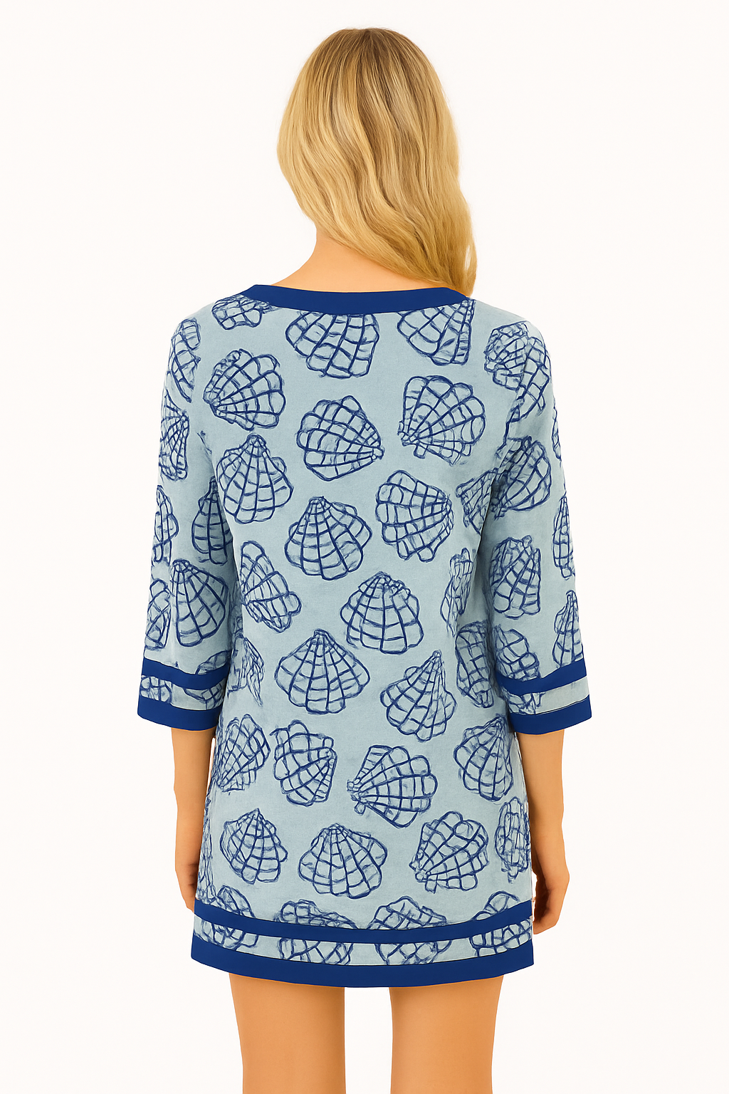 Tropical Seashell & Starfish Off-Shoulder Dress – 100% Cotton Beach Cover-Up - LCT3692 - Casual Tropical Wear