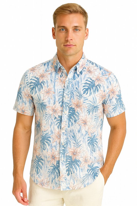 Coastal Breeze Cotton Gauze Shirt- MCS3696 - Casual Tropical Wear