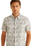 Silver Palm Cotton Gauze Shirt | Men’s Tropical Resort Wear - MCS3703