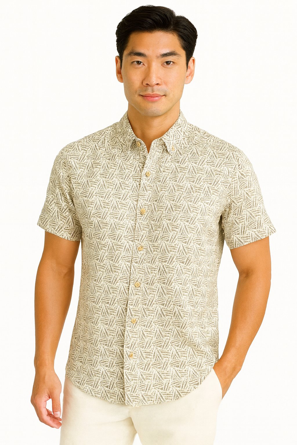 Sahara Geo Cotton Gauze Shirt - MCS3702 - Casual Tropical Wear
