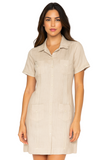 Ladies 100% Soft Linen Traditional (4) Pocket Guayabera Dress in (5) Colors - LLGD3010