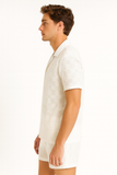Men’s 2-Piece Crochet Cotton Set – Short Sleeve Button-Up Shirt & Matching Shorts (Available in Natural & White) - MSH3713
