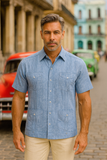 Men’s Wrinkle-Free Linen Look Guayabera Shirt – Short Sleeve, Linen Blend (6 Colors) -MLG3525