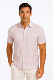 Men’s Wrinkle-Free Linen Look Guayabera Shirt – Short Sleeve, Linen Blend (6 Colors) -MLG3525