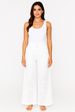 Ladies’ White Eyelet Button-Front Wide-Leg Pants - LCP3501