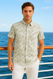 Silver Palm Cotton Gauze Shirt | Men’s Tropical Resort Wear - MCS3703
