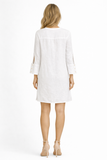 Women’s Linen Shirt Dress – Lightweight Button-Front Dress in White & Pink - LLWD3733 - Casual Tropical Wear