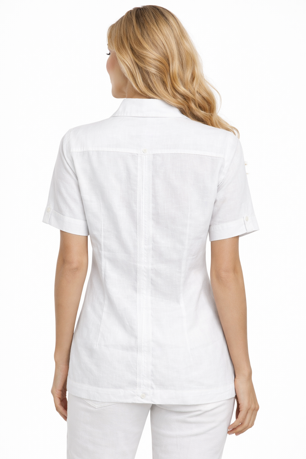 Women's 100% Linen Guayabera Shirt – Short Sleeve Button Down Tropical Blouse | Resort Wear Top | Available in 5 Colors- LLGB3008 - Casual Tropical Wear