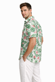 Men’s Tropical Button-Up Shirt – Lightweight Short Sleeve Floral Shirt - MRS3521 - Casual Tropical Wear