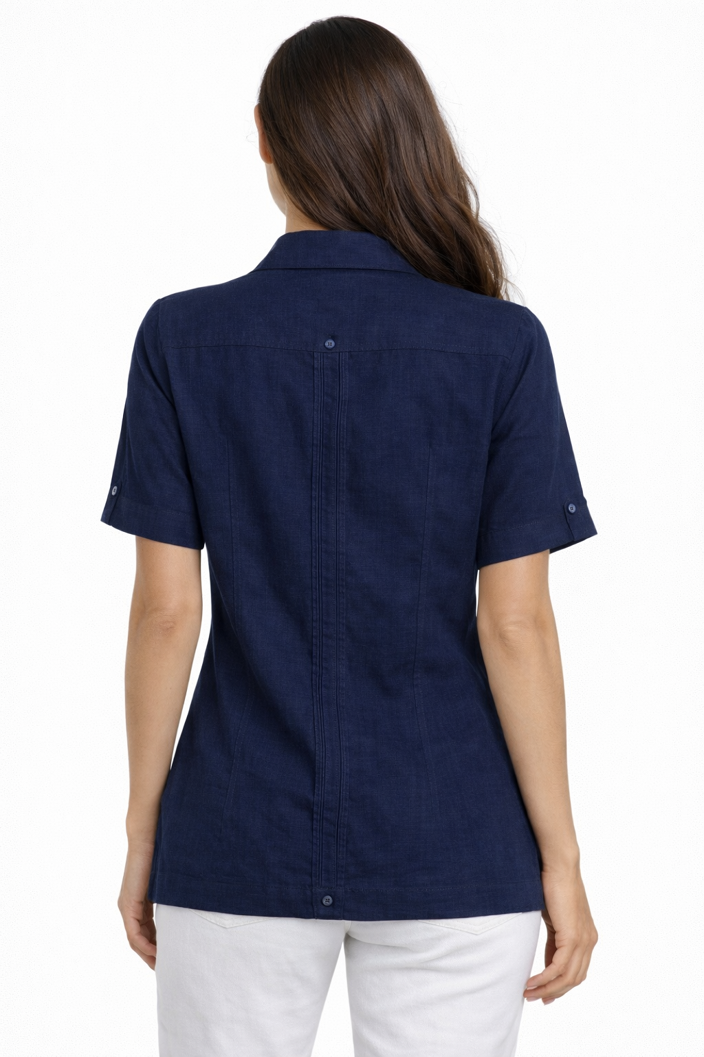 Women's 100% Linen Guayabera Shirt – Short Sleeve Button Down Tropical Blouse | Resort Wear Top | Available in 5 Colors- LLGB3008 - Casual Tropical Wear