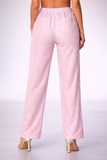 Women’s 100% Linen Drawstring Pants – Relaxed Fit Elastic Waist Straight Leg - LLP1313