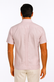 Men’s Wrinkle-Free Linen Look Guayabera Shirt – Short Sleeve, Linen Blend (6 Colors) -MLG3525
