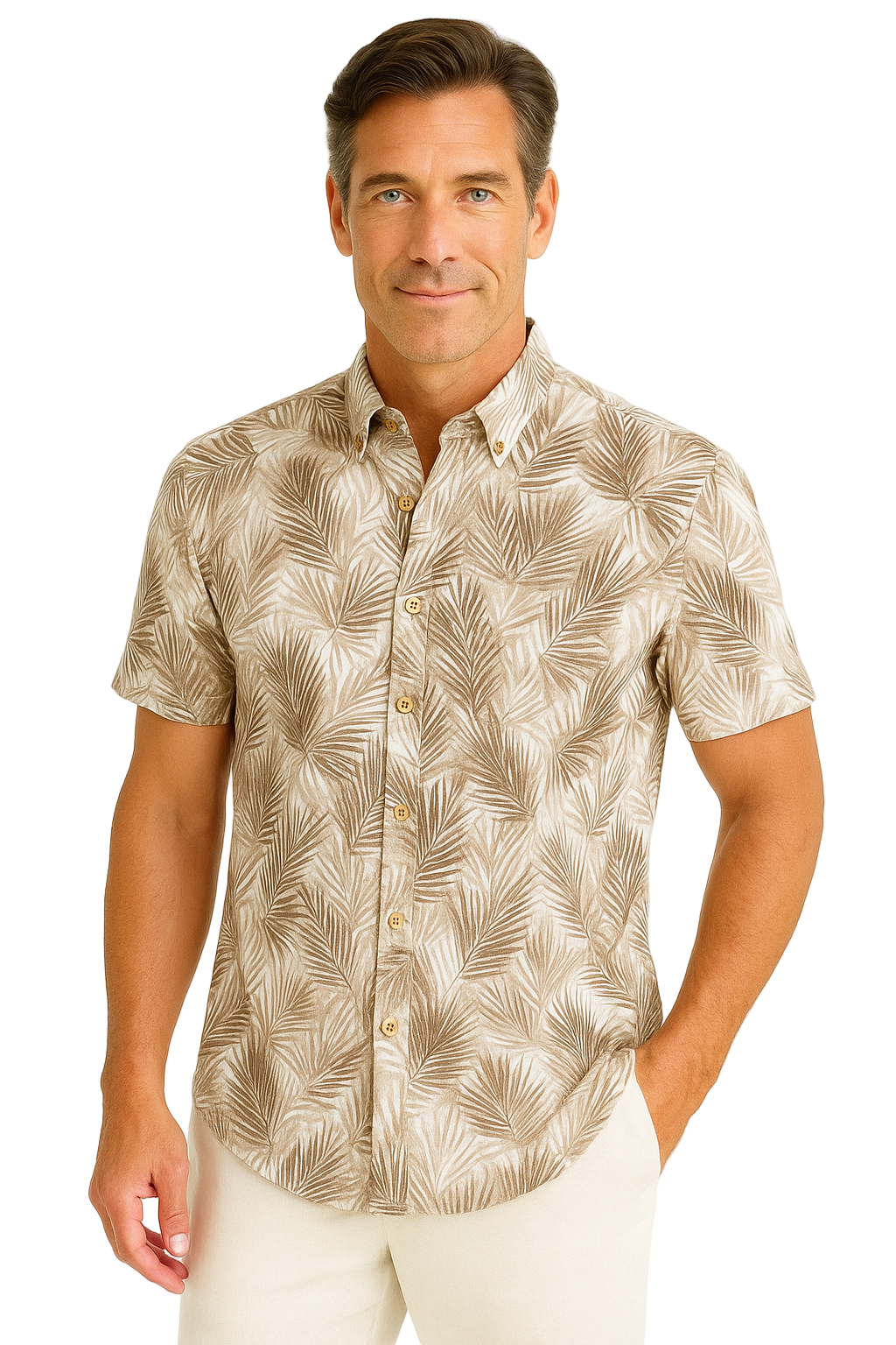 Desert Palms Cotton Gauze Shirt - MCS3704 - Casual Tropical Wear