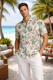 Men’s Tropical Button-Up Shirt – Lightweight Short Sleeve Floral Shirt - MRS3521 - Casual Tropical Wear
