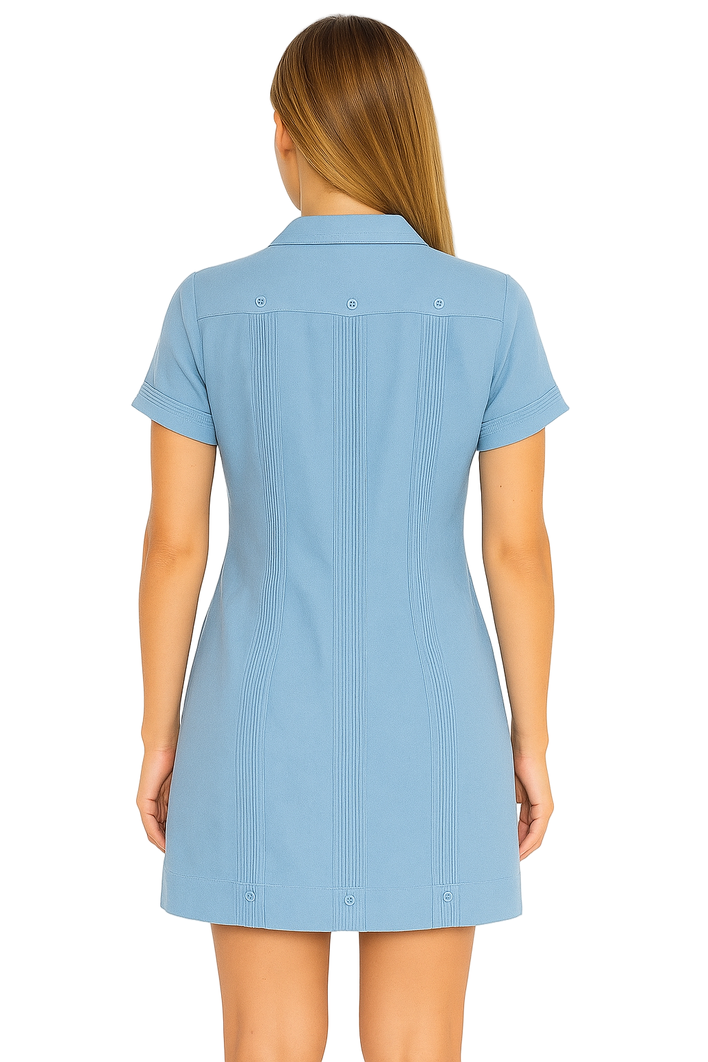 Ladies 100% Soft Linen Traditional (4) Pocket Guayabera Dress in (5) Colors - LLGD3010 - Casual Tropical Wear