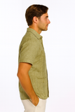 Men’s Wrinkle-Free Linen Look Guayabera Shirt – Short Sleeve, Linen Blend (6 Colors) -MLG3525