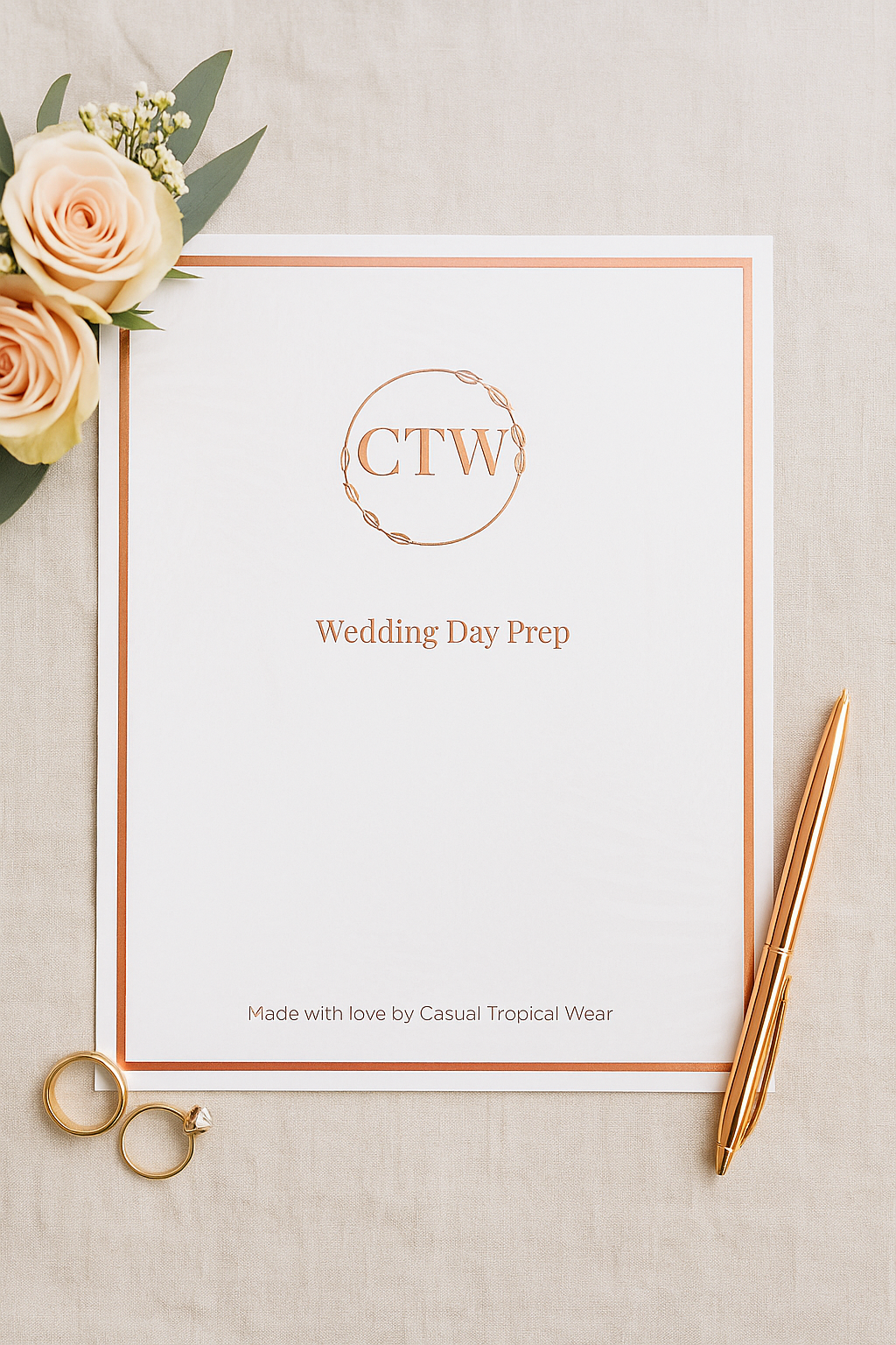 ✨ Wedding Day Prep Checklist – Printable PDF (4 Pages) - Casual Tropical Wear