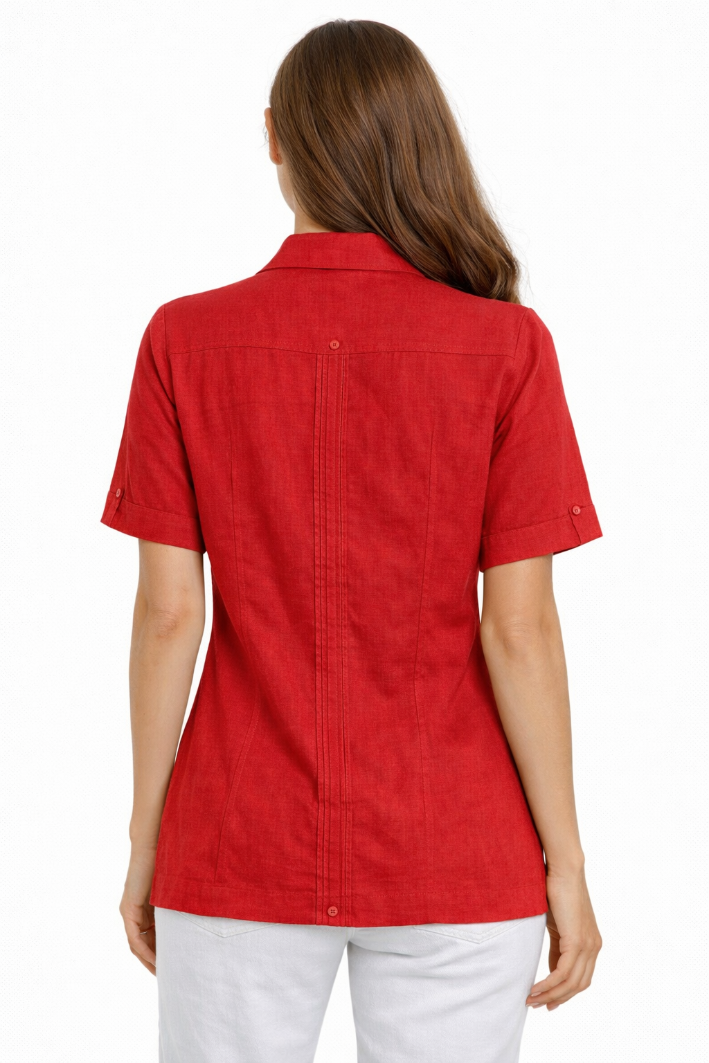 Women's 100% Linen Guayabera Shirt – Short Sleeve Button Down Tropical Blouse | Resort Wear Top | Available in 5 Colors- LLGB3008 - Casual Tropical Wear