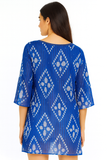Blue Tie-Dye Cotton Tunic Cover-Up – Lightweight Resort Wear for Women